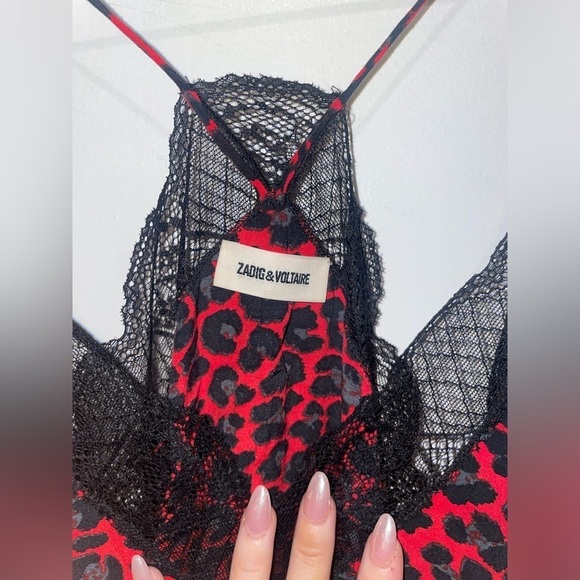 New! Zadig & Voltaire Christy SILK Top in the Red Leopard Print  ❤️ Small - Picture 11 of 15